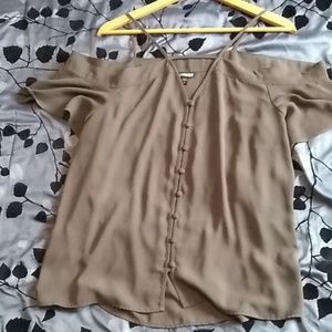 Express Olive top with open shoulder